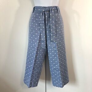 NWOT- Saint Tropez West Blue Polka Dot Crop Pants. Sz S